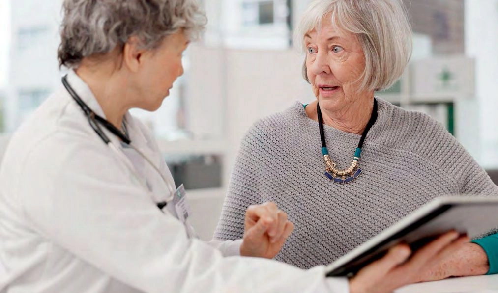 an elderly woman in the doctor's office
